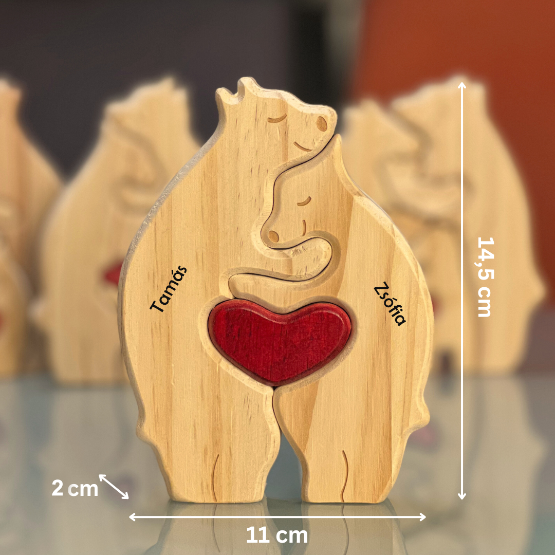 Szívből Faragva ™ - Fa Maci Család Név Gravírozással