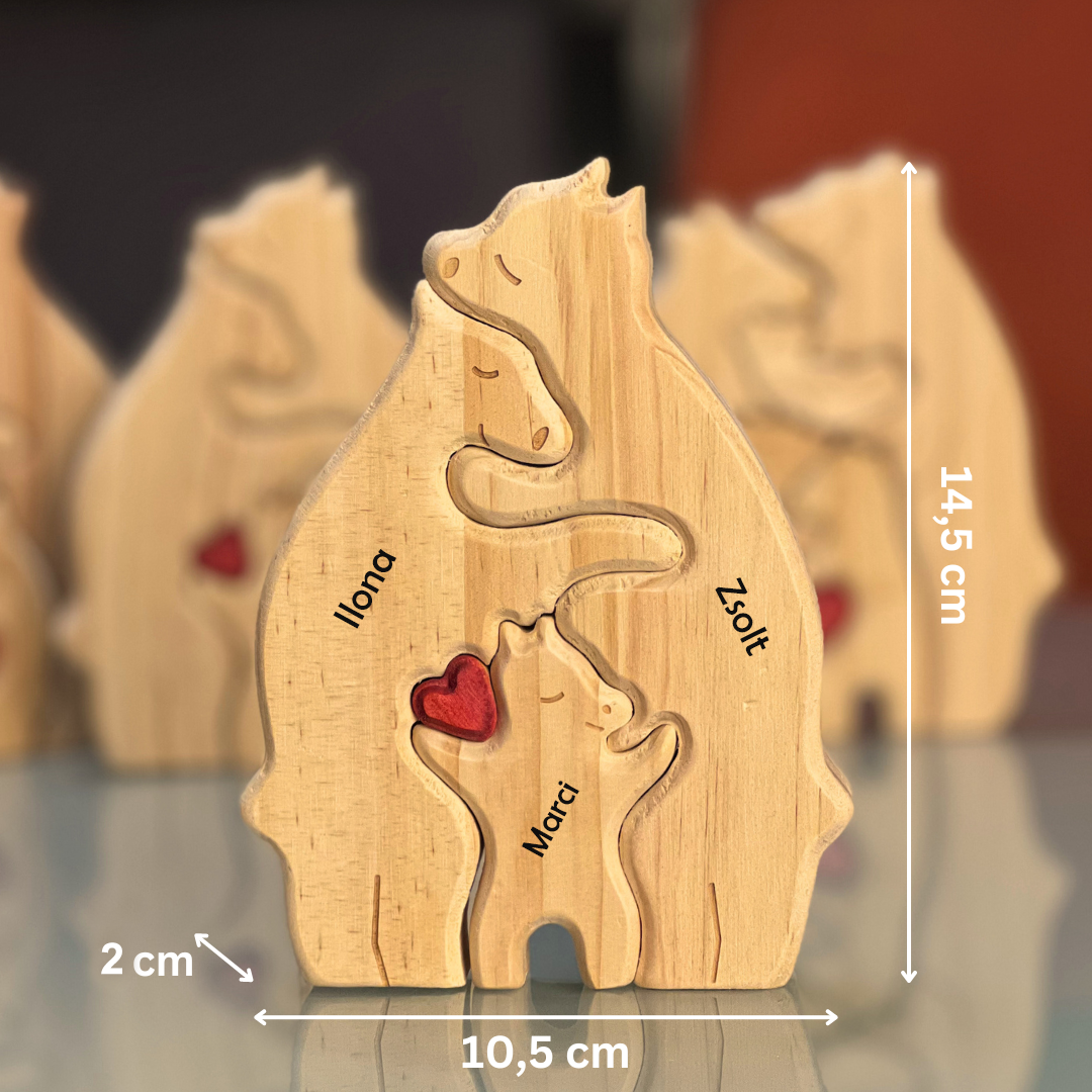 Szívből Faragva ™ - Fa Maci Család Név Gravírozással
