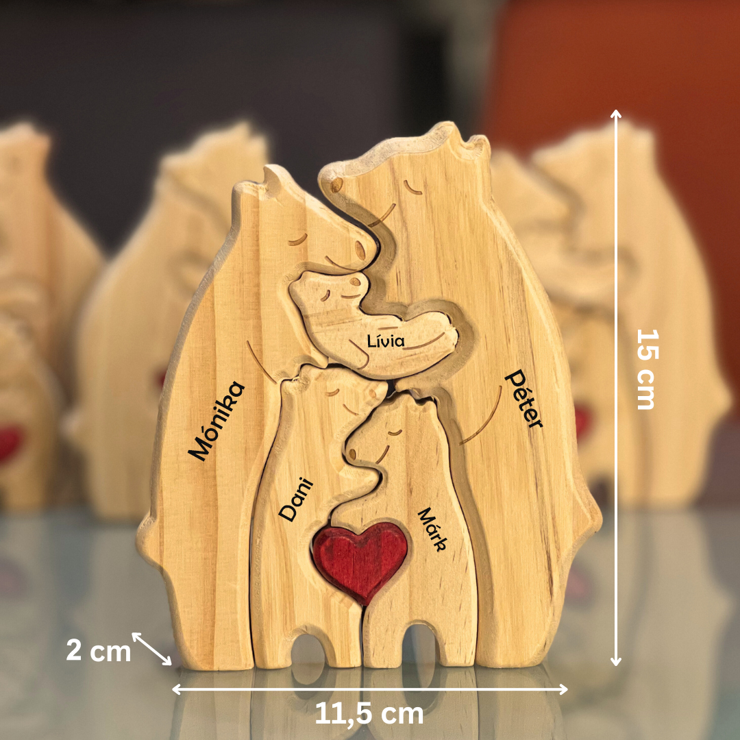 Szívből Faragva ™ - Fa Maci Család Név Gravírozással