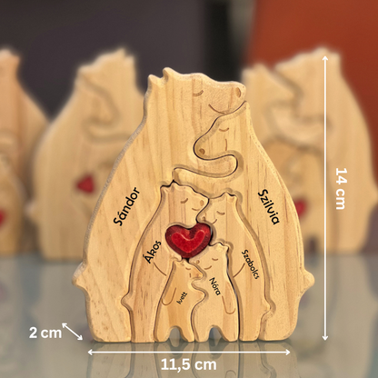 Szívből Faragva ™ - Fa Maci Család Név Gravírozással